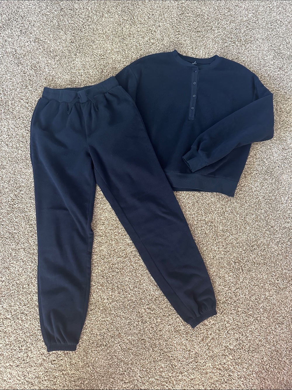 Old Navy Dark Navy Fleece Jogger Set - Pullover & Track Pants